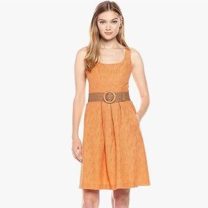 Nine West Women's Sleeveless Belted Fit and Flare Dress with Pleats size…